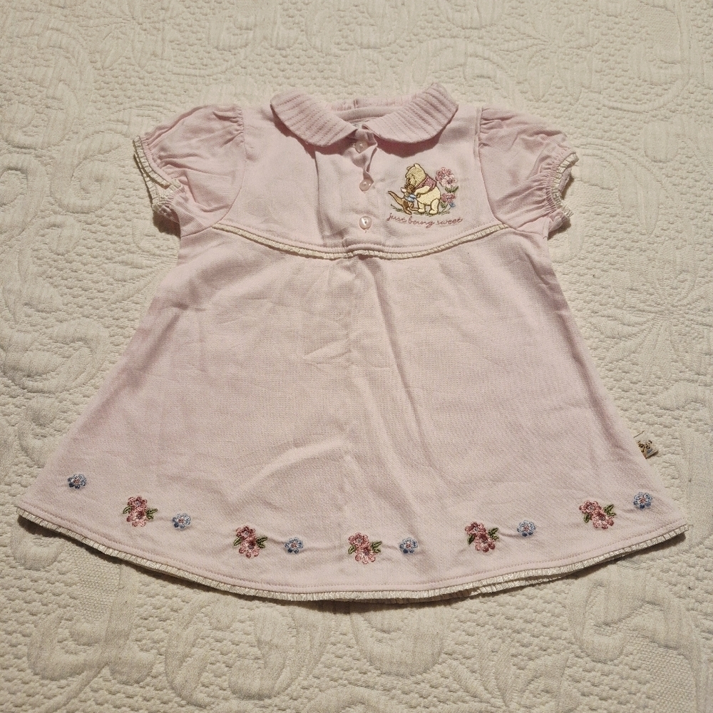 Walt Disney Collection girls 3 months 0-12lbs pink embroidered dress EUC Y2K